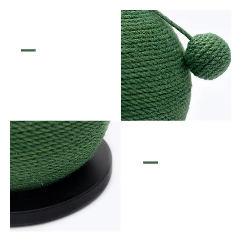 Cat scratching ball board toy cactus shape sisal rope black background 20x20x22 cm
