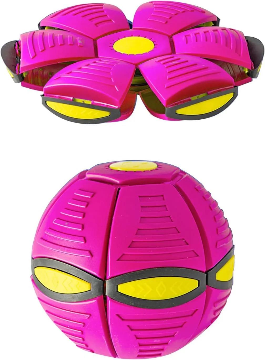 Pet Toy Flying Saucer Ball for Dogs with 6 Lights Interactive Outdoor Yard Toy Magic Stomp Ball Children Toy Magic UFO Ball for Dog Games Soft Plastic Material 16x16x5cm 240g