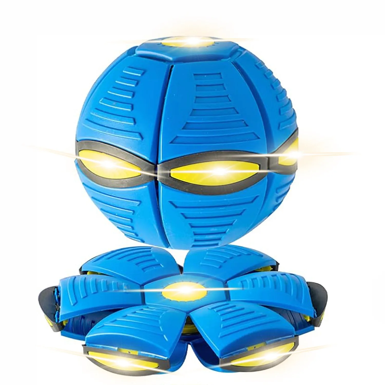 Pet Toy Flying Saucer Ball for Dogs with 6 Lights Interactive Outdoor Yard Toy Magic Stomp Ball Children Toy Magic UFO Ball for Dog Games Soft Plastic Material 16x16x5cm 240g