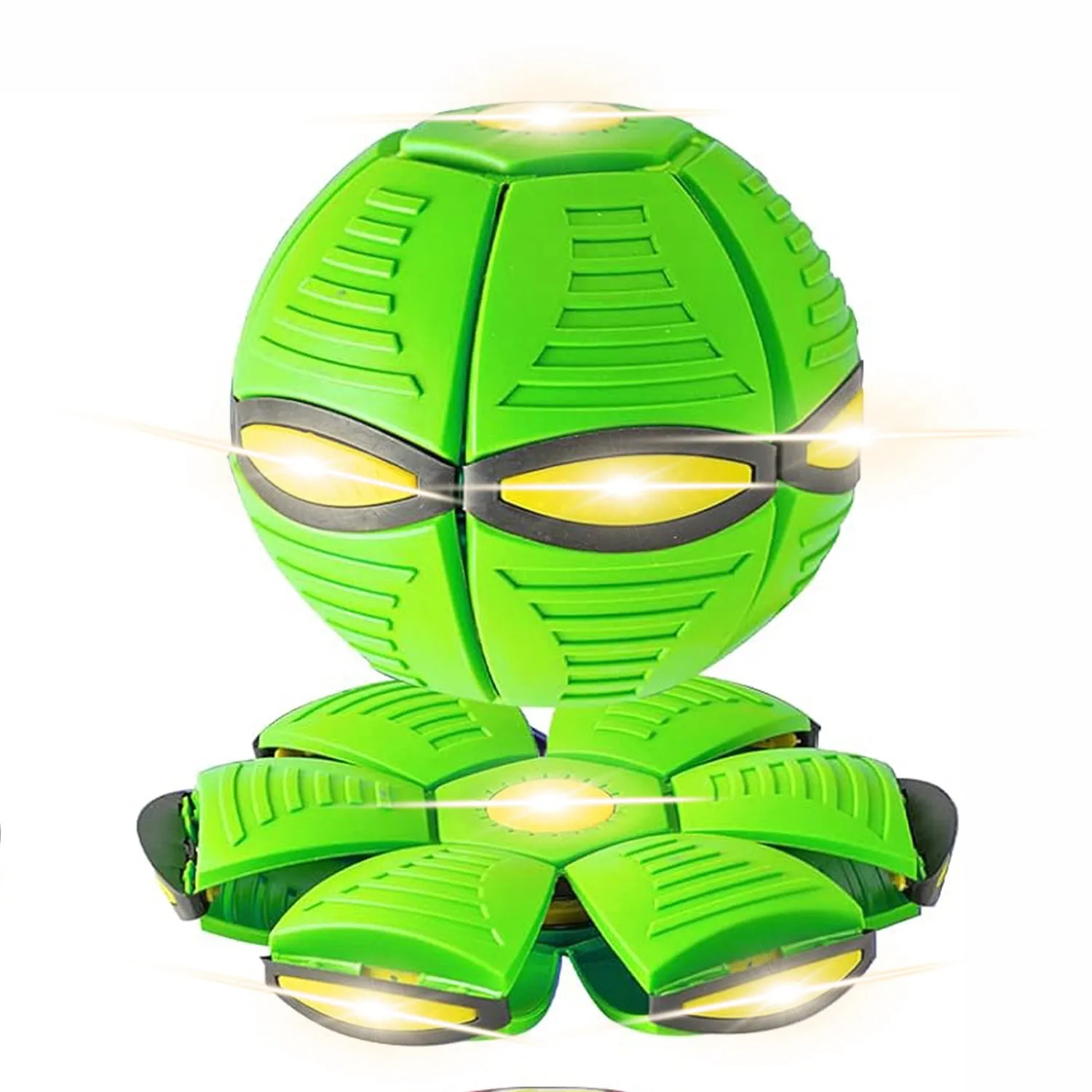 Pet Toy Flying Saucer Ball for Dogs with 6 Lights Interactive Outdoor Yard Toy Magic Stomp Ball Children Toy Magic UFO Ball for Dog Games Soft Plastic Material 16x16x5cm 240g