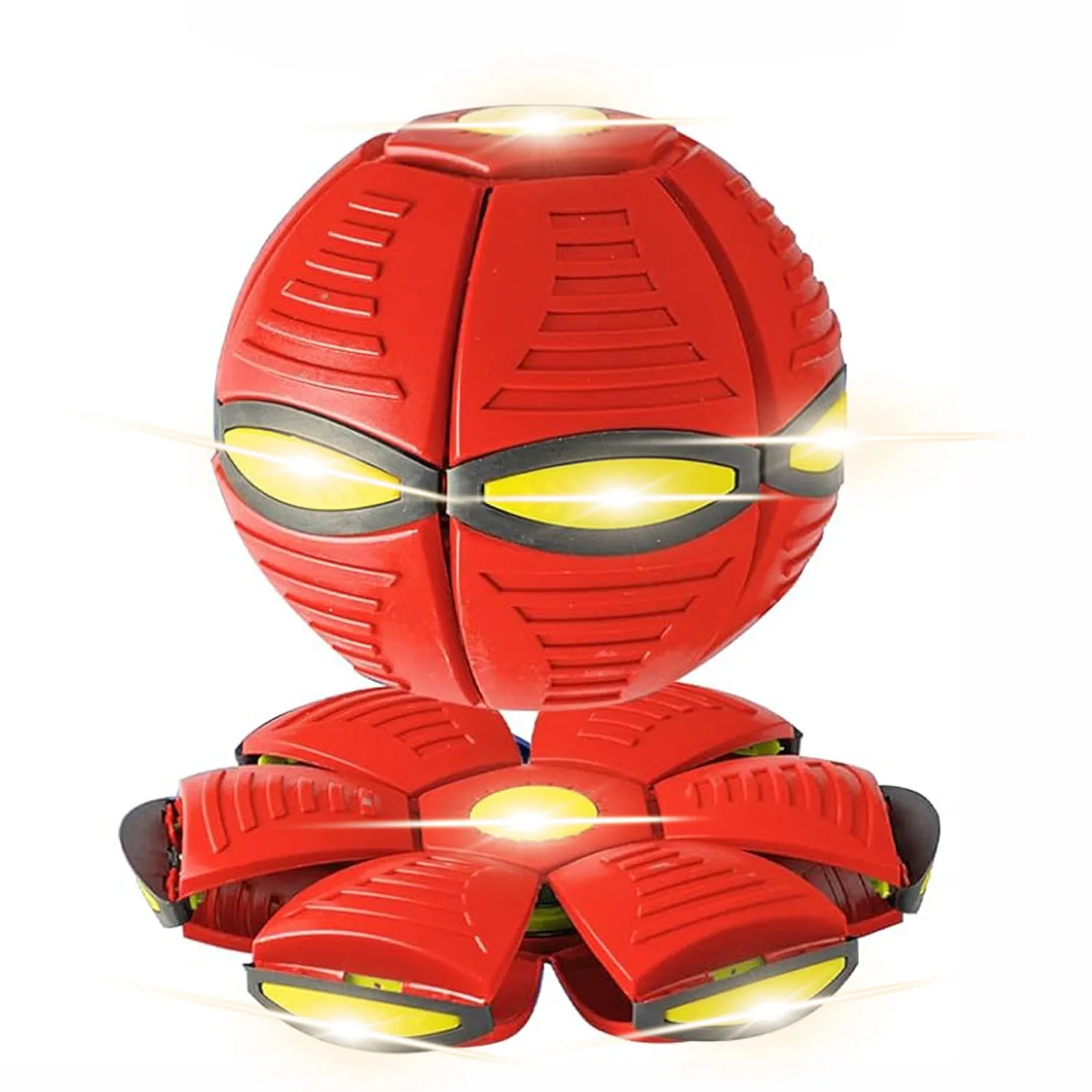 Pet Toy Flying Saucer Ball for Dogs with 6 Lights Interactive Outdoor Yard Toy Magic Stomp Ball Children Toy Magic UFO Ball for Dog Games Soft Plastic Material 16x16x5cm 240g