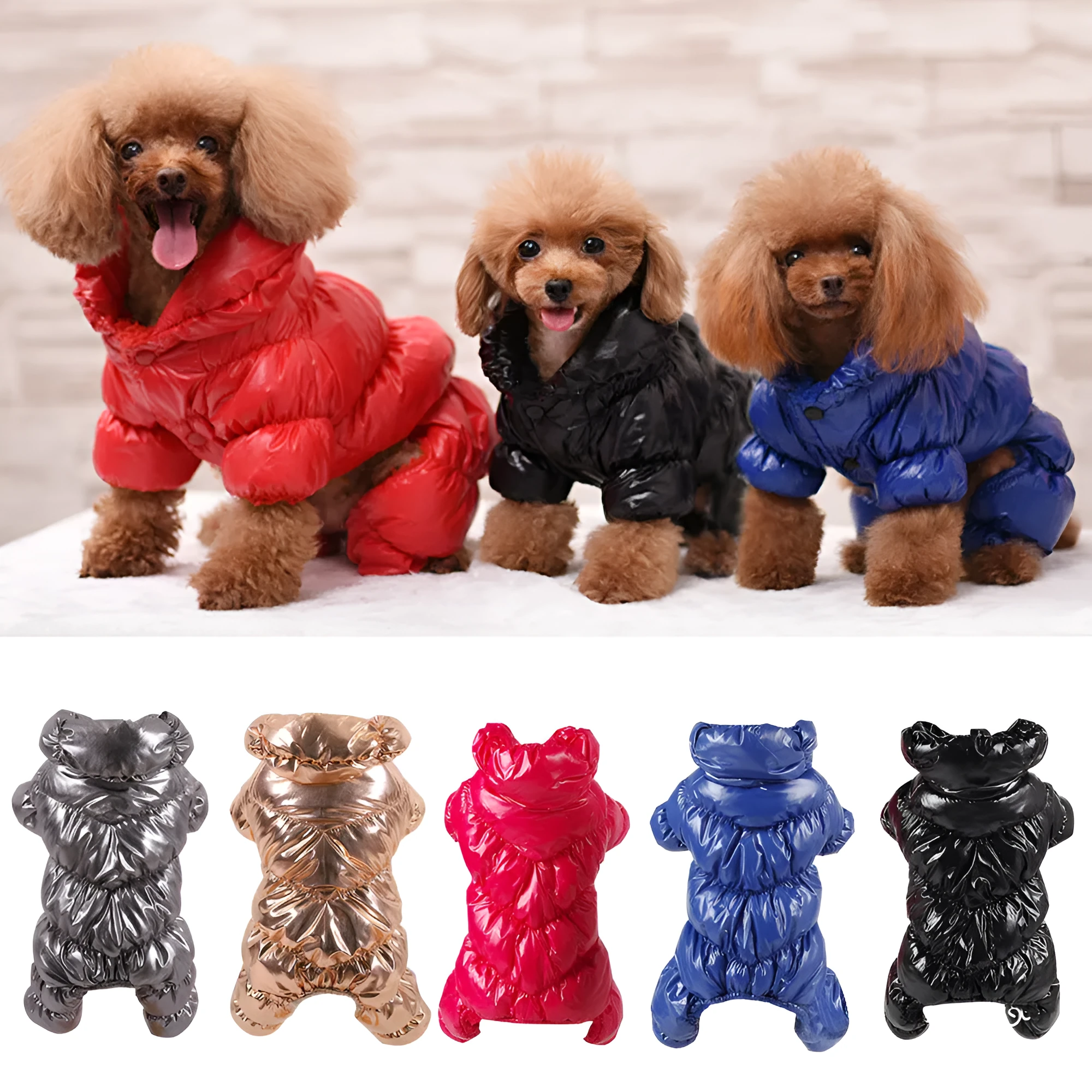 Pet down jacket cotton antibacterial dog coat in various colours for small to large breeds