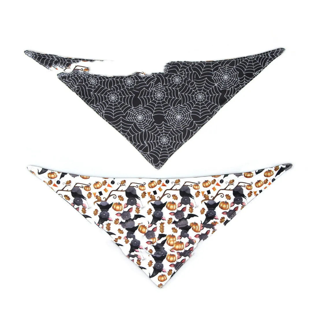 Halloween double-sided milk silk pet saliva towel with bat and spider web print