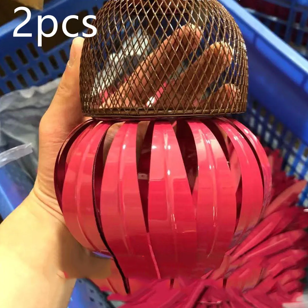 Garden petal shape wire bird feeder in red, 78cm long, hanging outdoors