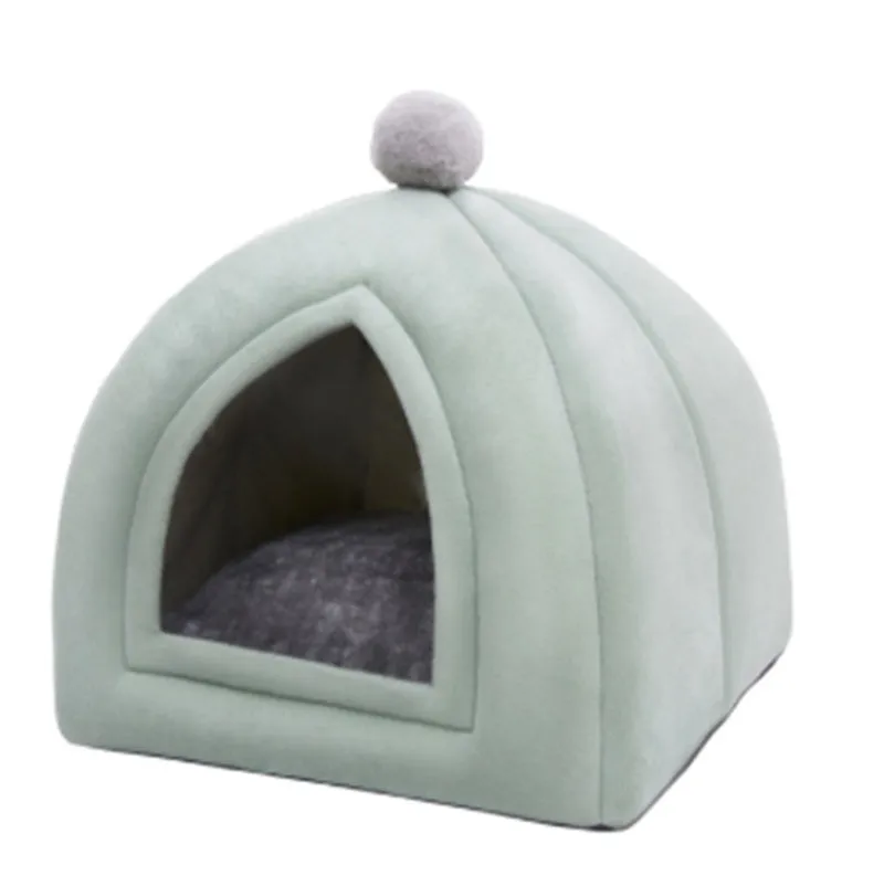 Warm cat house closed folding design in breathable wool for small and medium pets