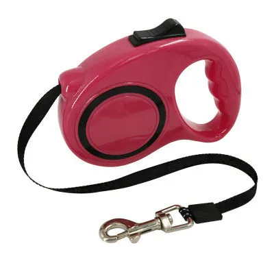 Pet dog automatic retractable leash with bone print pattern, nylon strap, and plastic housing