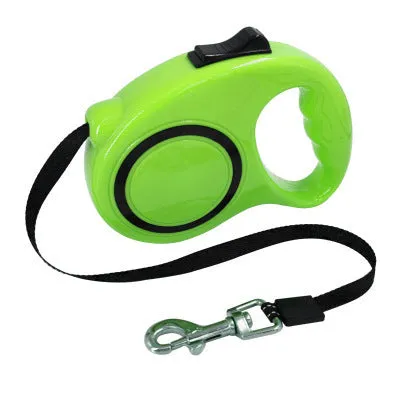 Pet dog automatic retractable leash with bone print pattern, nylon strap, and plastic housing