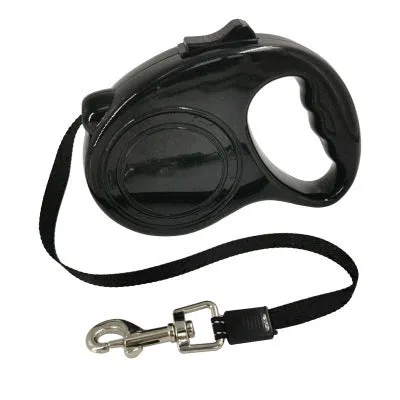 Pet dog automatic retractable leash with bone print pattern, nylon strap, and plastic housing