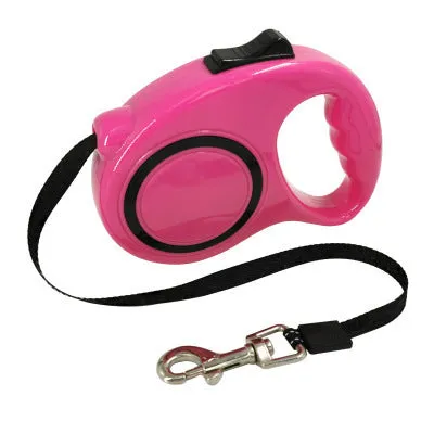 Pet dog automatic retractable leash with bone print pattern, nylon strap, and plastic housing