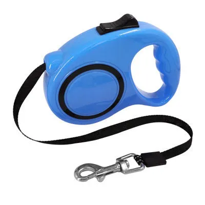 Pet dog automatic retractable leash with bone print pattern, nylon strap, and plastic housing