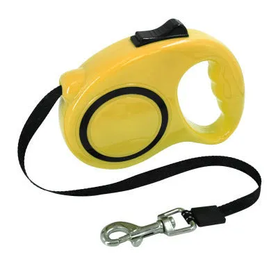 Pet dog automatic retractable leash with bone print pattern, nylon strap, and plastic housing