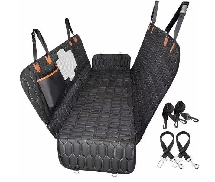 Black machine-washable three-in-one cloth car mat for cats and dogs, 137x149cm