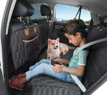Black machine-washable three-in-one cloth car mat for cats and dogs, 137x149cm
