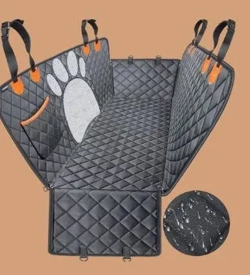 Black machine-washable three-in-one cloth car mat for cats and dogs, 137x149cm