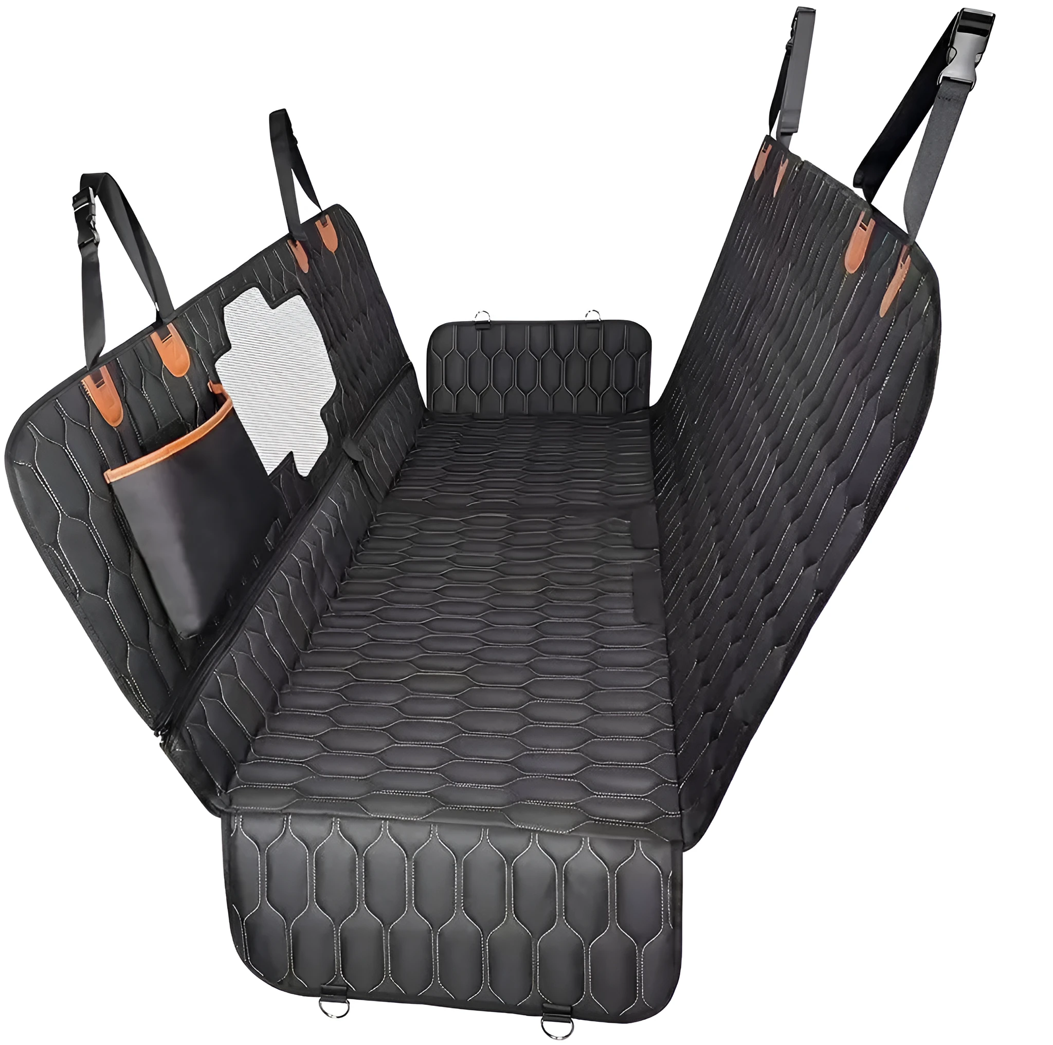 Black machine-washable three-in-one cloth car mat for cats and dogs, 137x149cm