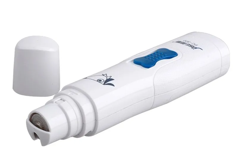 Electric pet nail grinder with two-port cover, low noise, battery operated, 13.5x3x2cm, for dogs and cats