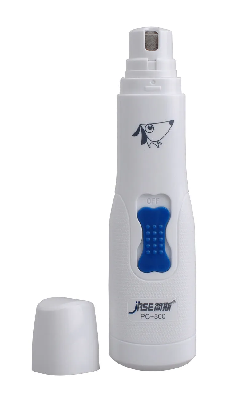 Electric pet nail grinder with two-port cover, low noise, battery operated, 13.5x3x2cm, for dogs and cats