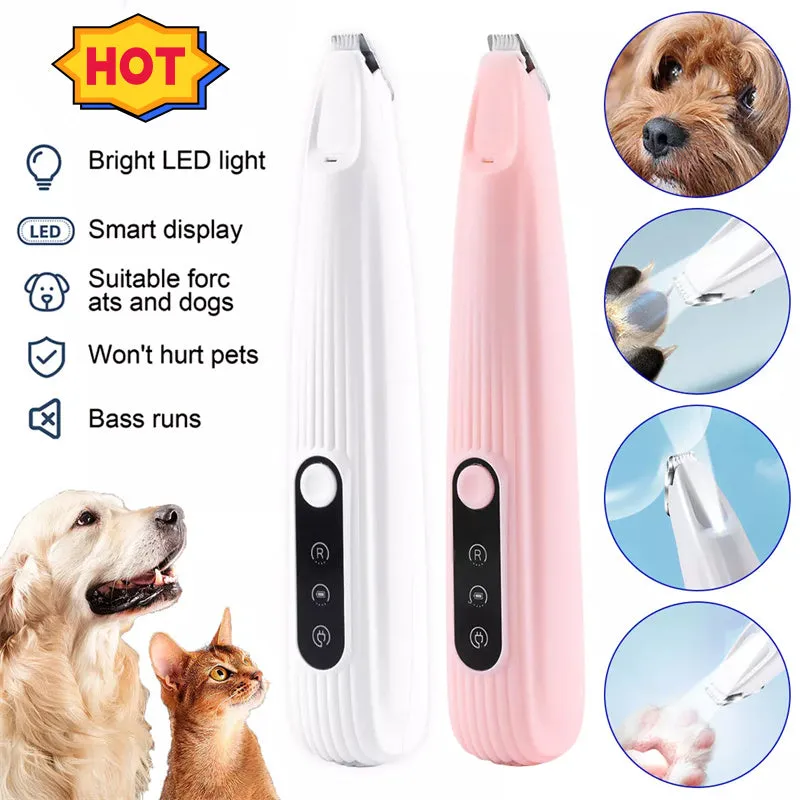 White Pets Efficient LED electric pet clipper for dog and cat foot hair trimming with waterproof design