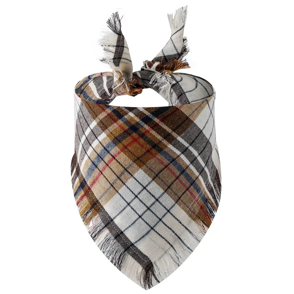 Plaid tassel triangle scarf for dogs in twill cloth with printed pattern, size S and M, 10 colour styles