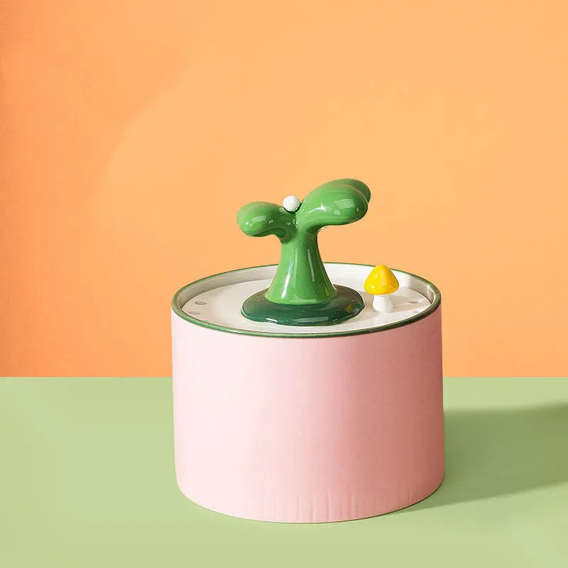 1.5L electric ceramic cat drinking fountain in green with double filtration system and silent pump