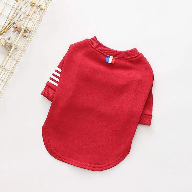 Soft fleece dog sweater in blue with adjustable fit for small to large dogs