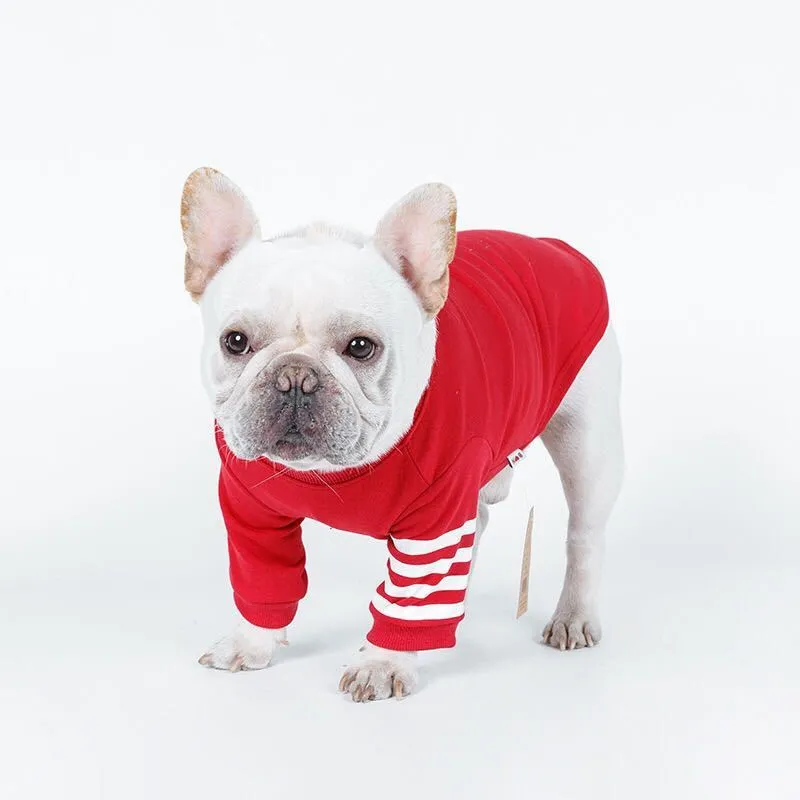 Soft fleece dog sweater in blue with adjustable fit for small to large dogs