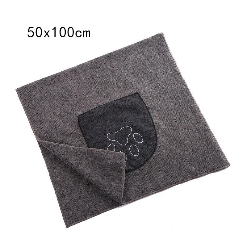 Blue cotton pet absorbent towel 86x49cm laid flat on a surface for drying pets