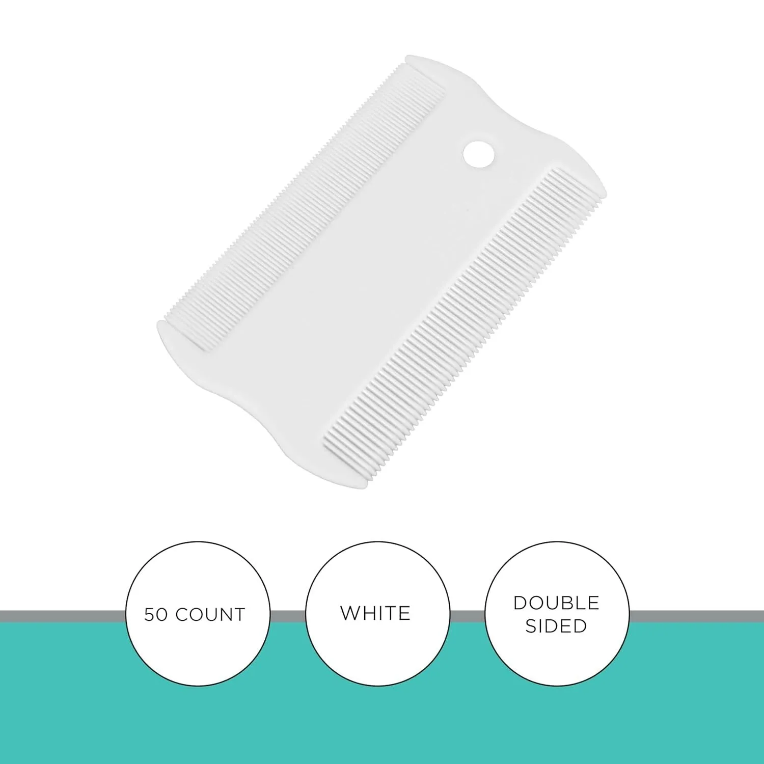 Double-sided plastic flea comb for pet facial grooming with dense teeth, measuring 0.85cm by 5cm.