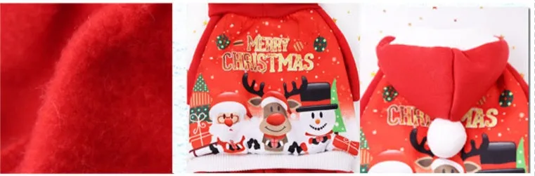 Brown Christmas pet Santa costume made from cotton-style cloth with four-leg design, available in sizes XS to 7XL