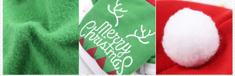 Brown Christmas pet Santa costume made from cotton-style cloth with four-leg design, available in sizes XS to 7XL
