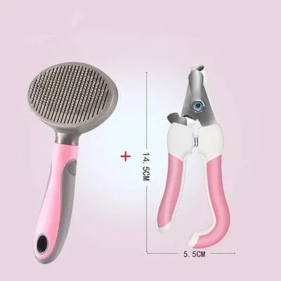 Blue or pink pet nail clippers with stainless steel blades and rubber handle