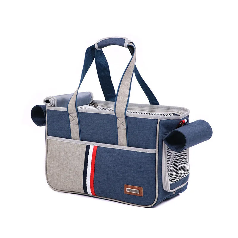 Foldable pet shoulder bag in Oxford cloth, black colour, size L 47 x 21 x 30 cm
