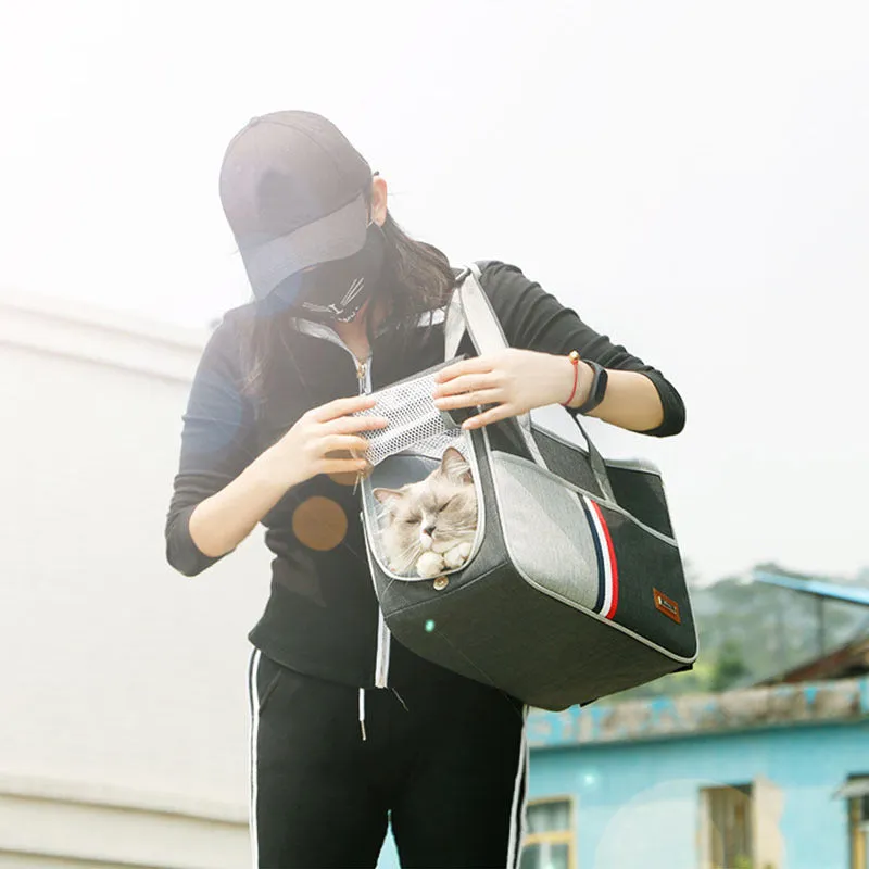 Foldable pet shoulder bag in Oxford cloth, black colour, size L 47 x 21 x 30 cm