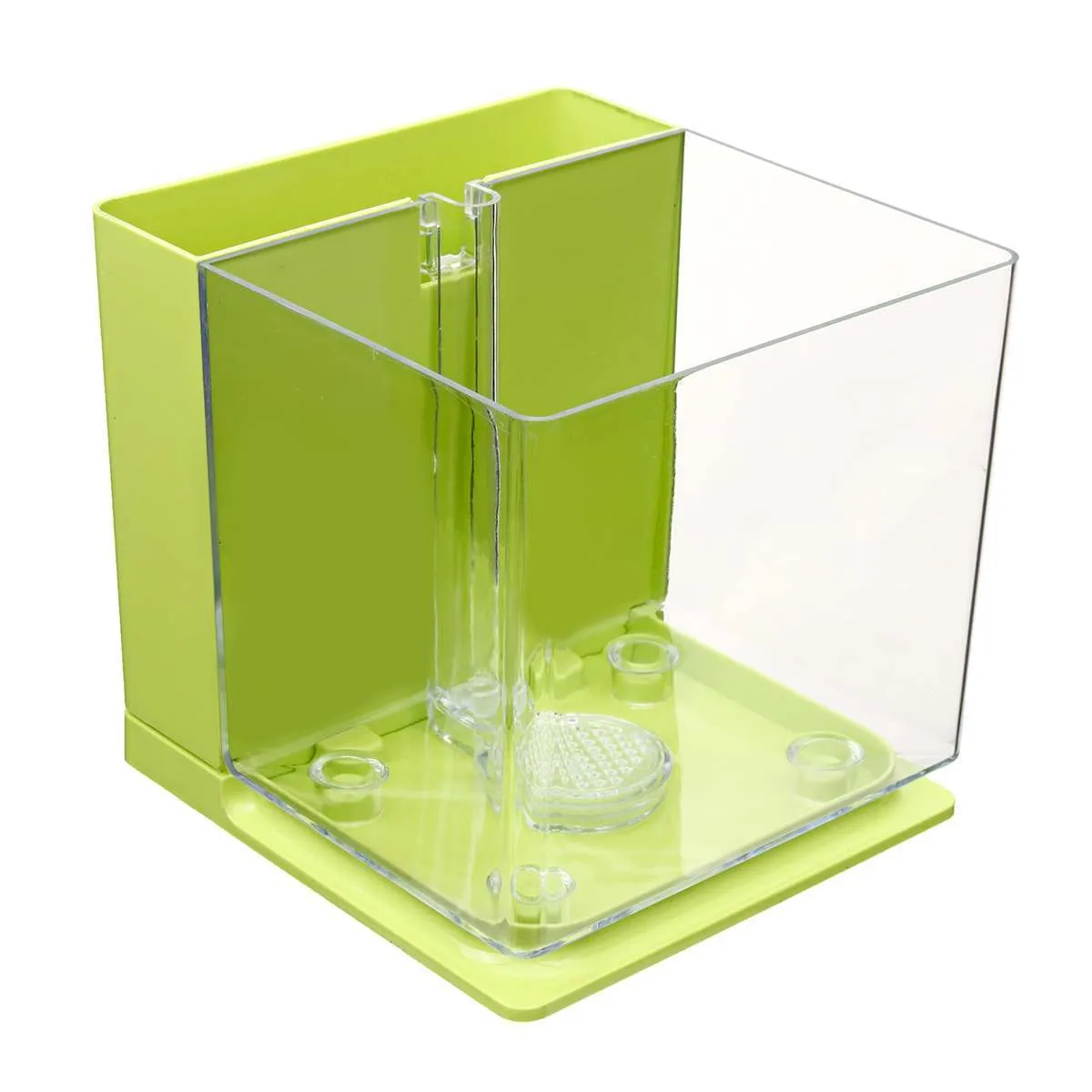 Self-cleaning small fish tank 2.5L compact desktop aquarium 18x17x16.5cm