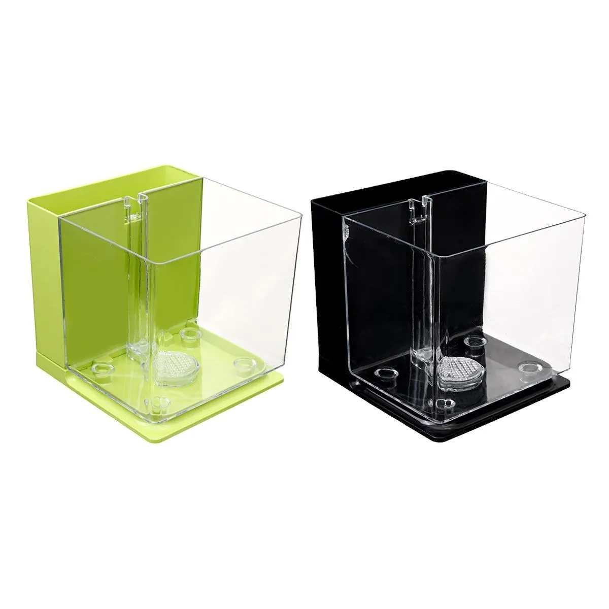Self-cleaning small fish tank 2.5L compact desktop aquarium 18x17x16.5cm