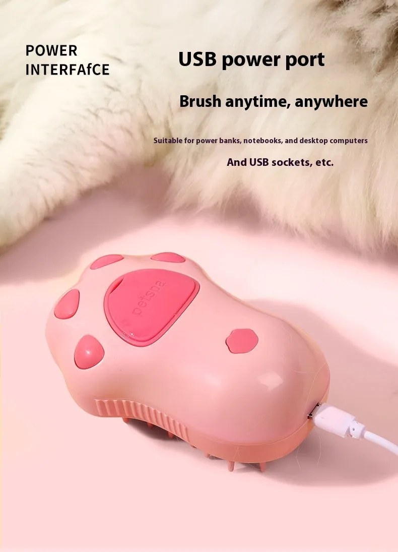 Pet spray comb brush for cats and dogs in ABS TPR with spray function and non-slip grip