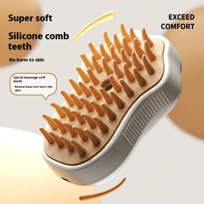 Pet spray comb brush for cats and dogs in ABS TPR with spray function and non-slip grip