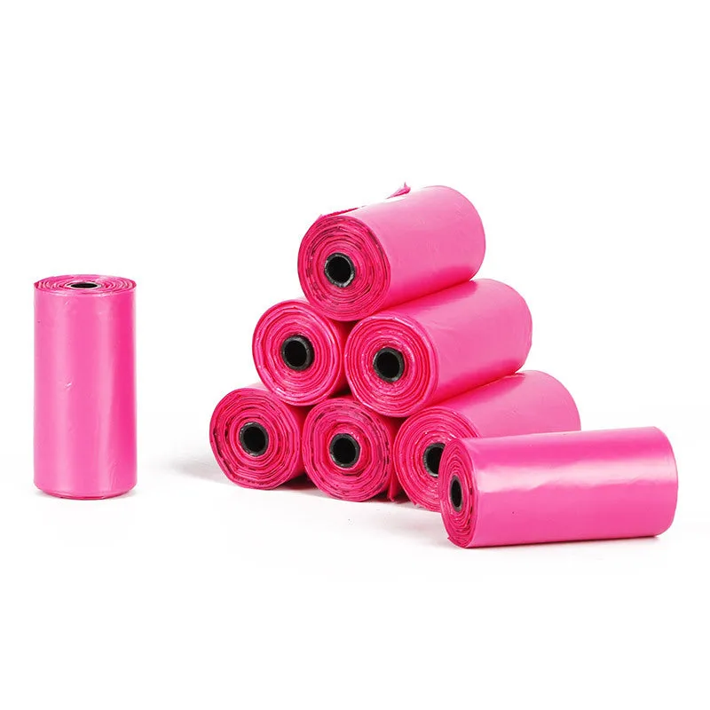 Degradable poop picking up bags for dogs, thicker 0.015mm epi material, blue green pink colours, continuous roll