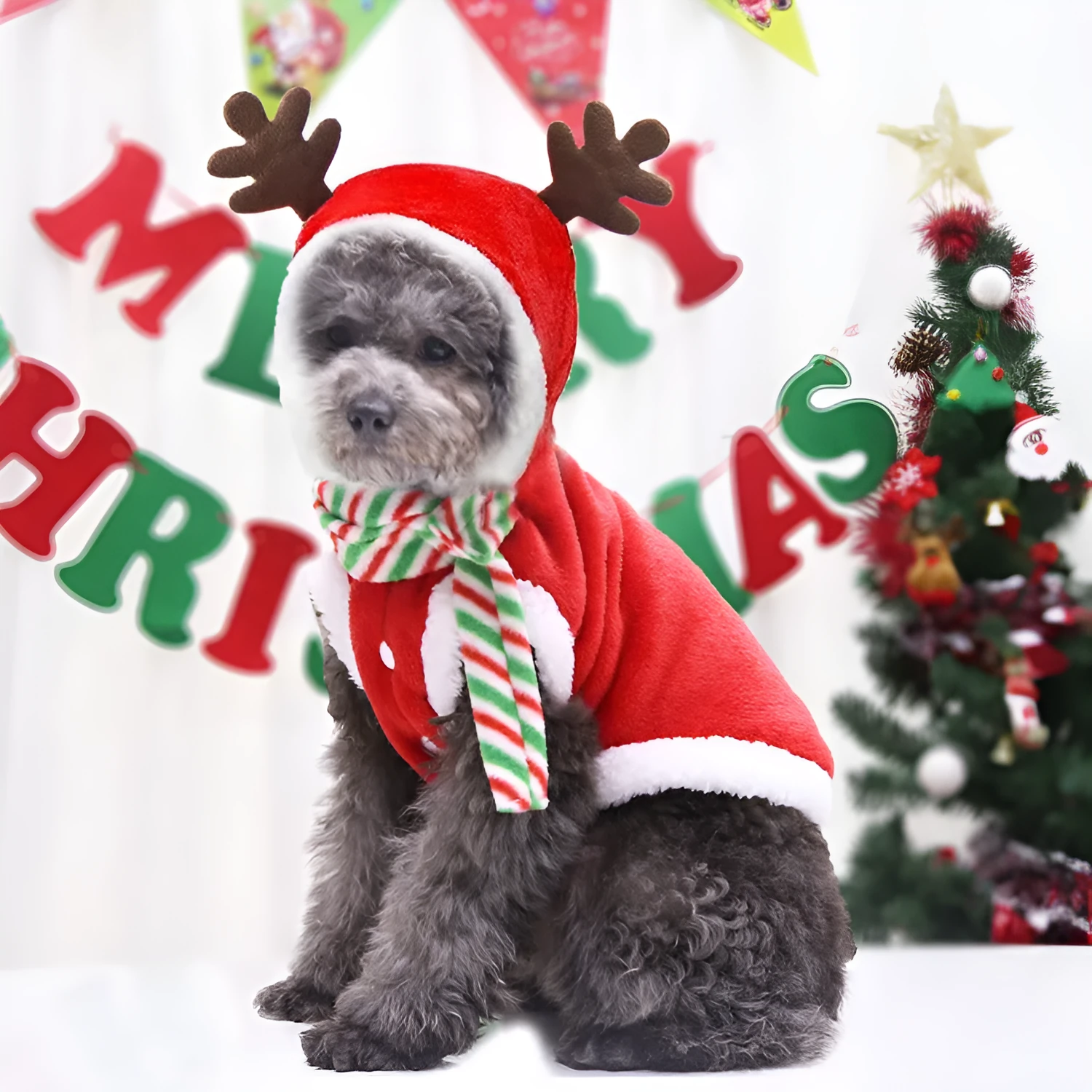 Dog Christmas pet clothing in red green colours casual four-legged cloth garment for small to large dogs