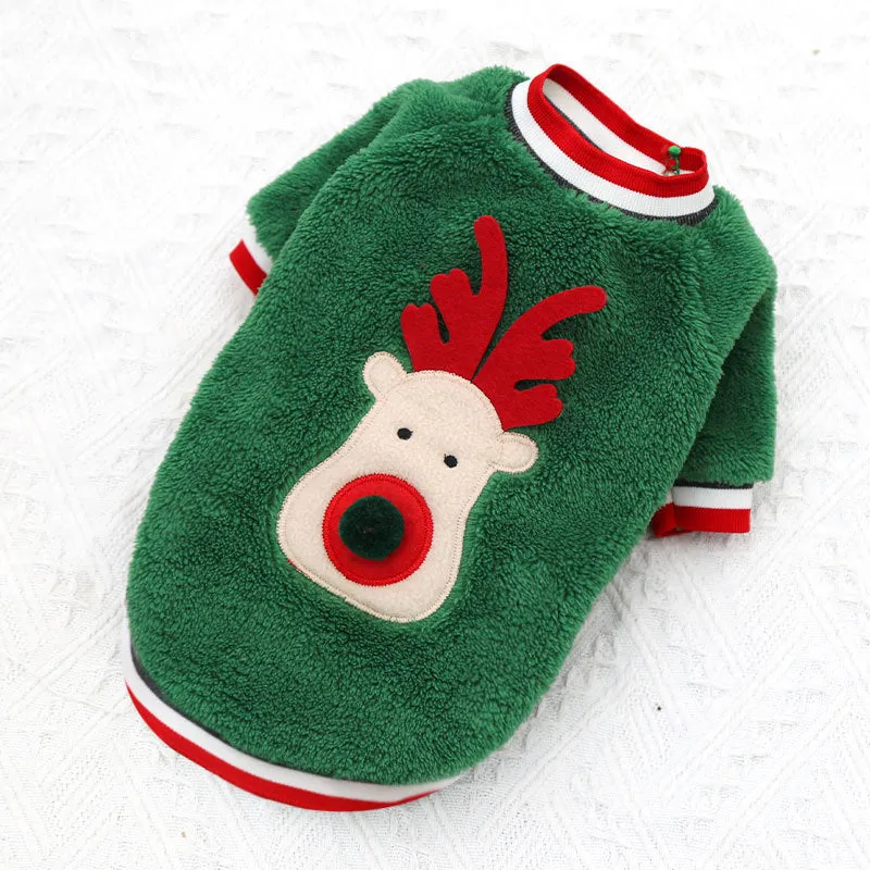 Dog Christmas pet clothing in red green colours casual four-legged cloth garment for small to large dogs