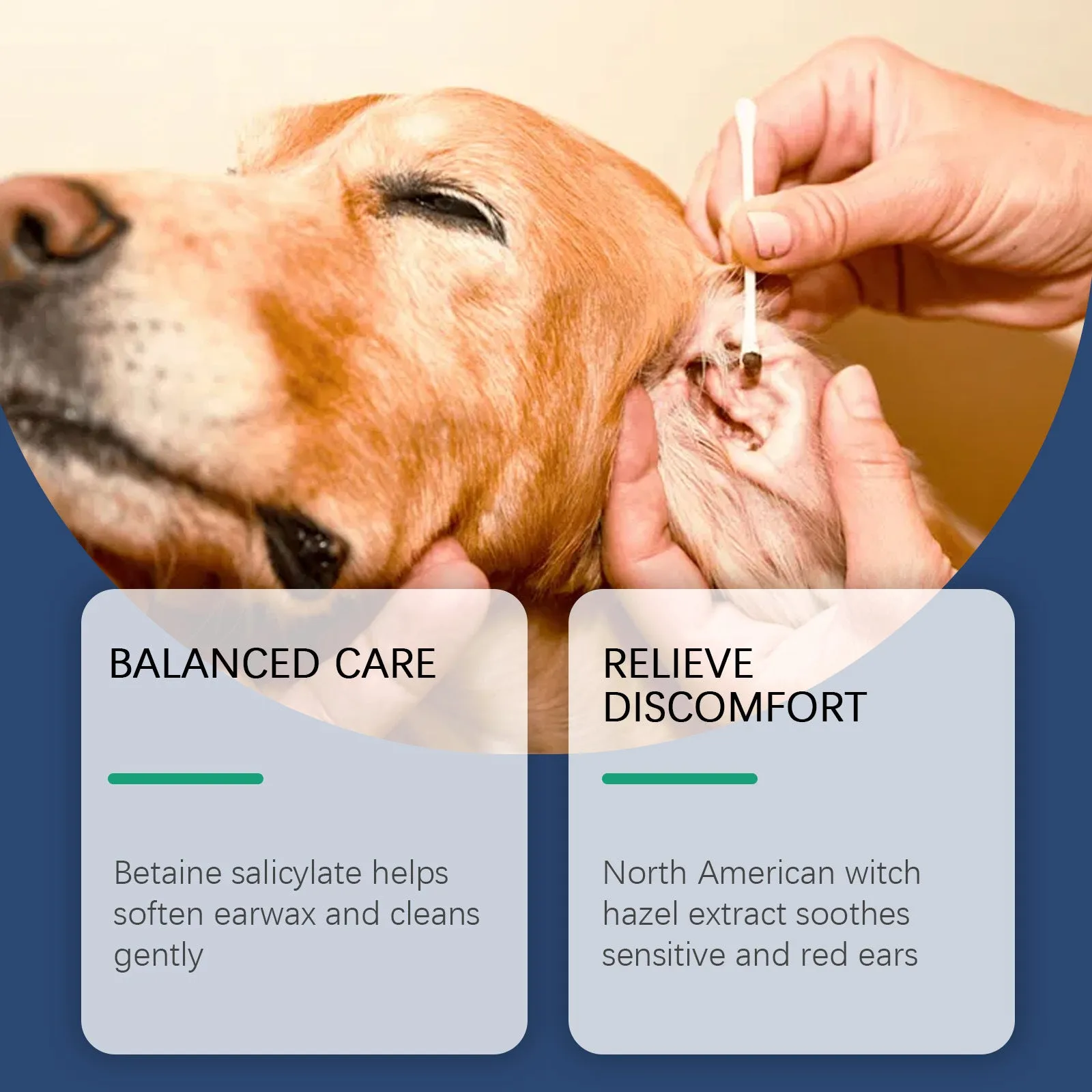 100ml bottle of ear cleaner solution for dogs and cats.
