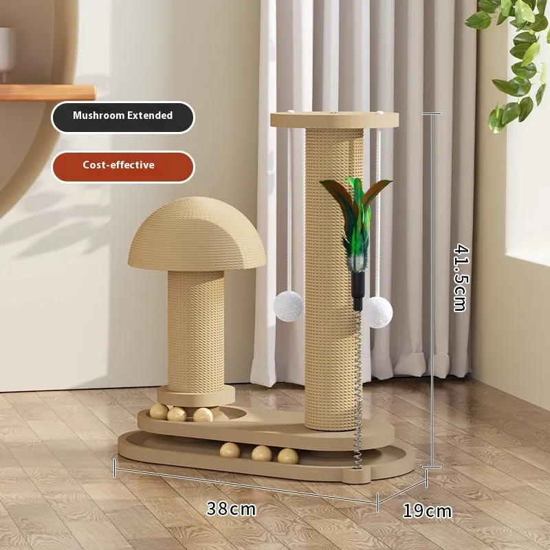 Solid wood cat scratching post with rotating turntable in multiple design options