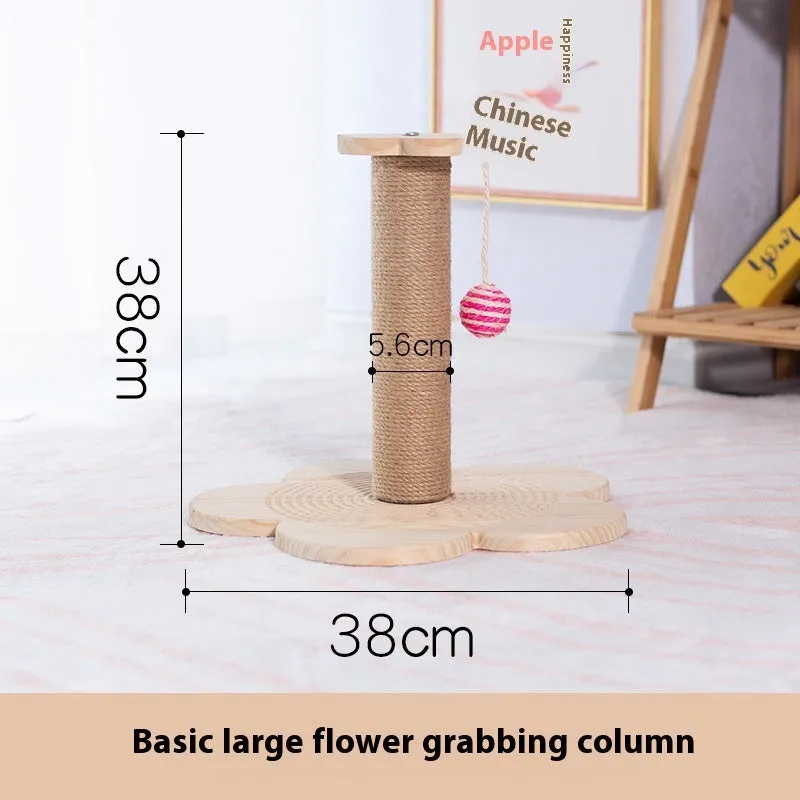 Solid wood cat scratching post with rotating turntable in multiple design options