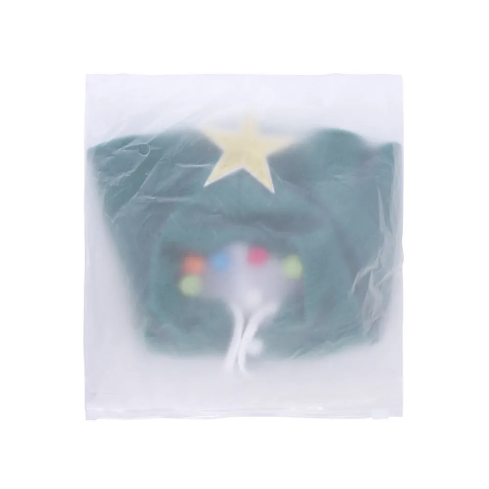 Green and red polar fleece pet Christmas cloak cape for cats, available in sizes S M and L