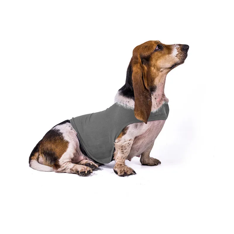 Anxiety jacket vest for dogs and cats in dark grey, summer calming pet clothes with adjustable fit