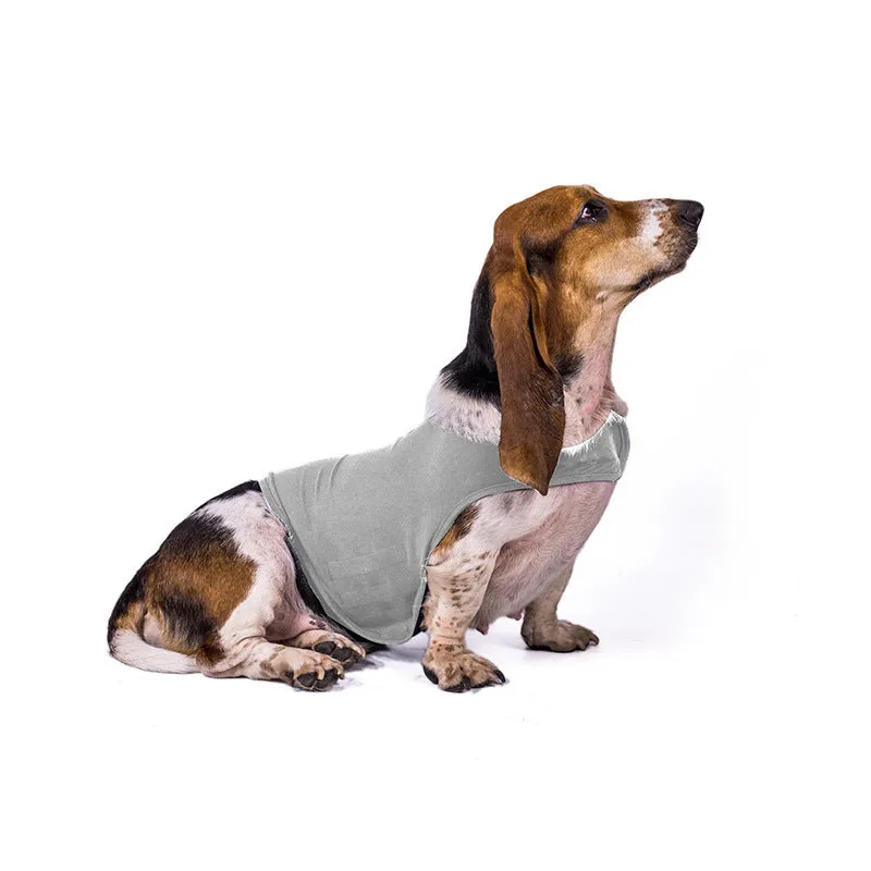 Anxiety jacket vest for dogs and cats in dark grey, summer calming pet clothes with adjustable fit