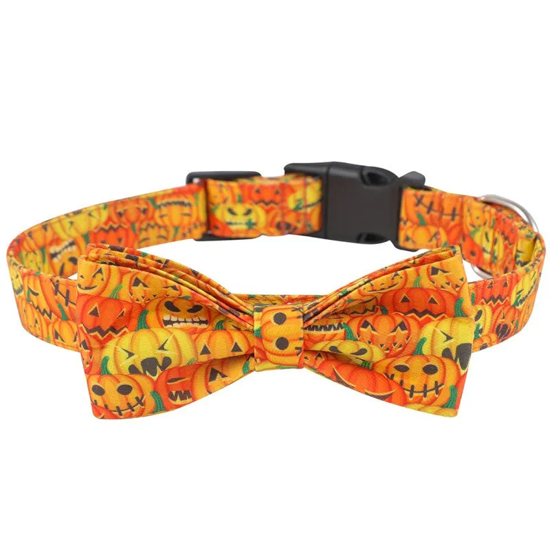 Adjustable polyester dog collar with cartoon pattern in black, purple, white, and yellow