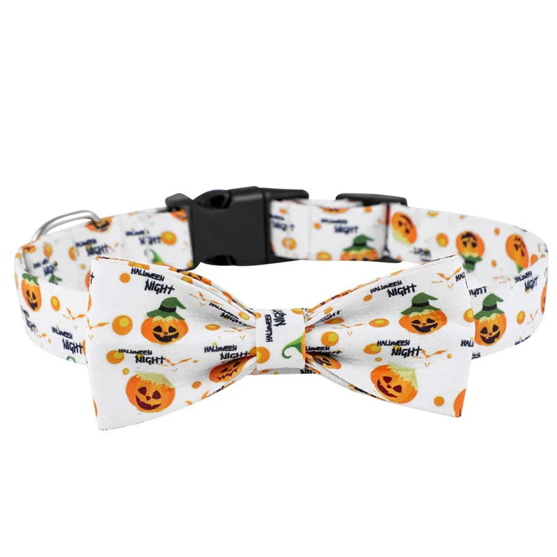 Adjustable polyester dog collar with cartoon pattern in black, purple, white, and yellow
