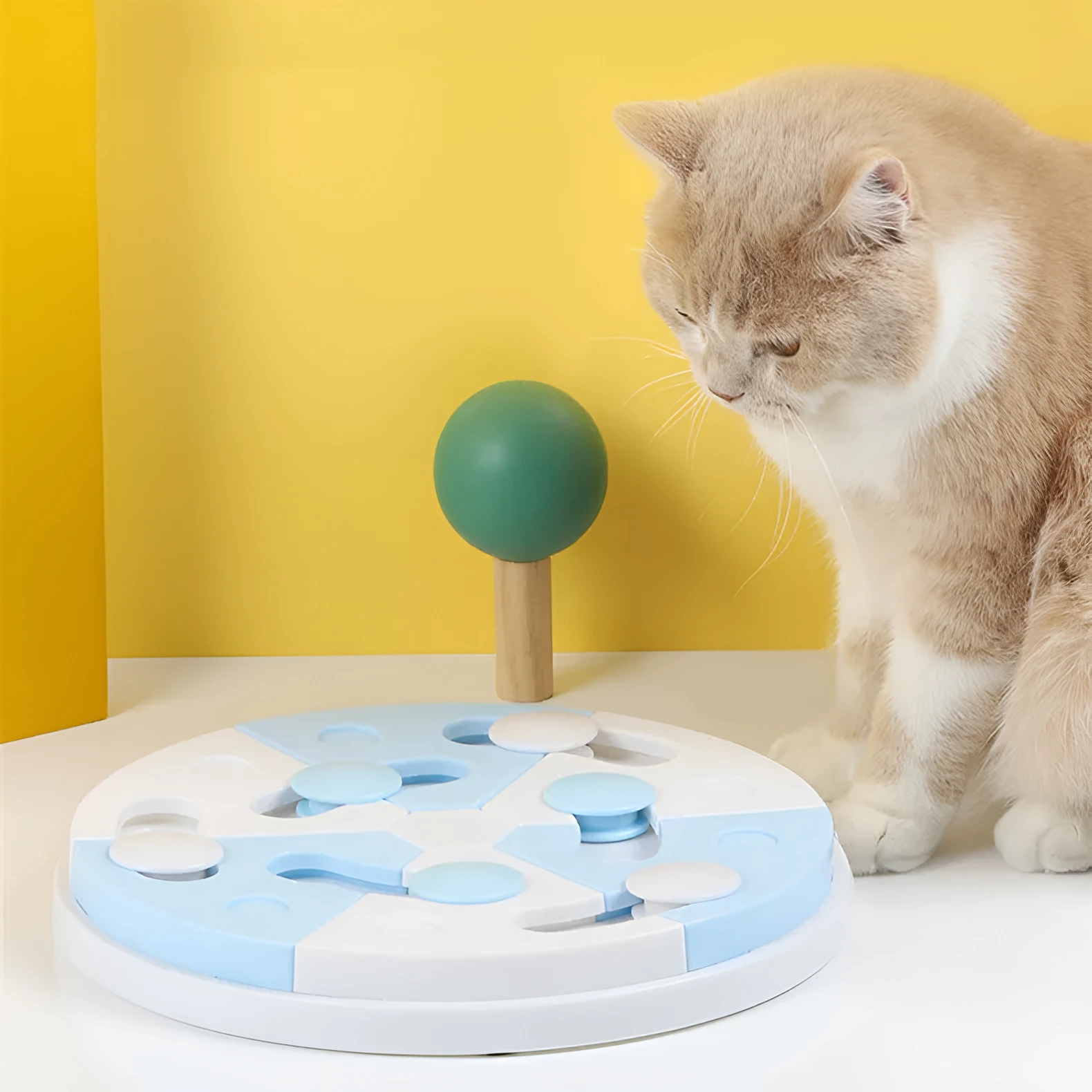 Blue and white jigsaw puzzle feeding tray for dogs made from PP material