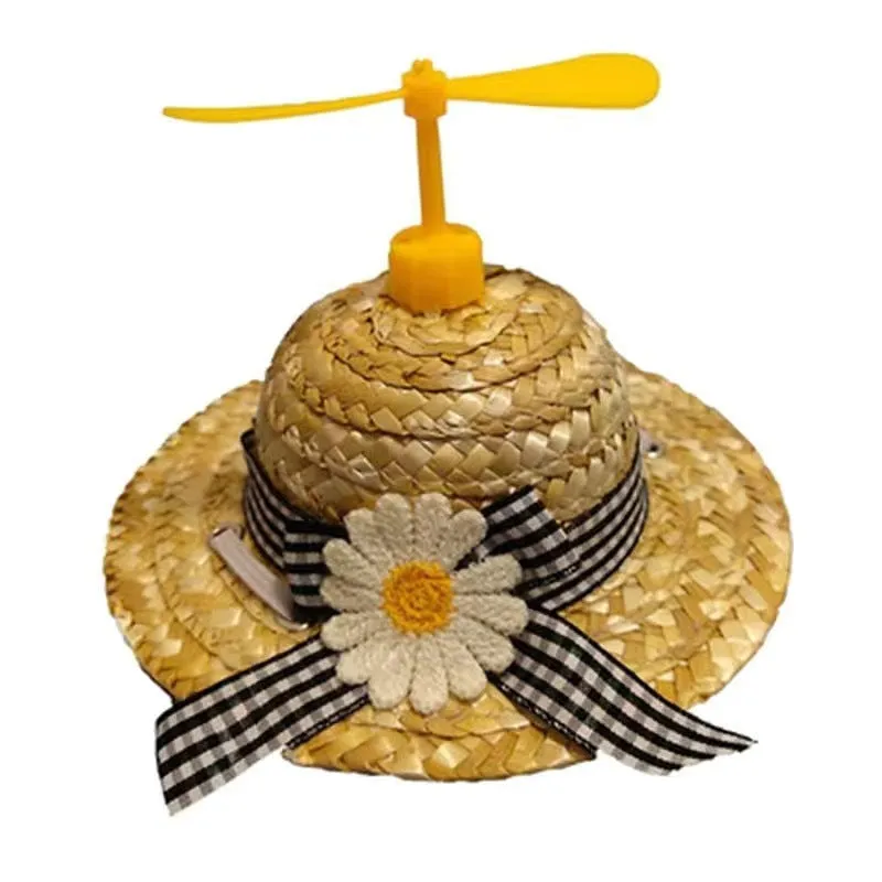 Pet cute hat decorative puppy cap made of mixed cloth and grass in small flower style on small dog